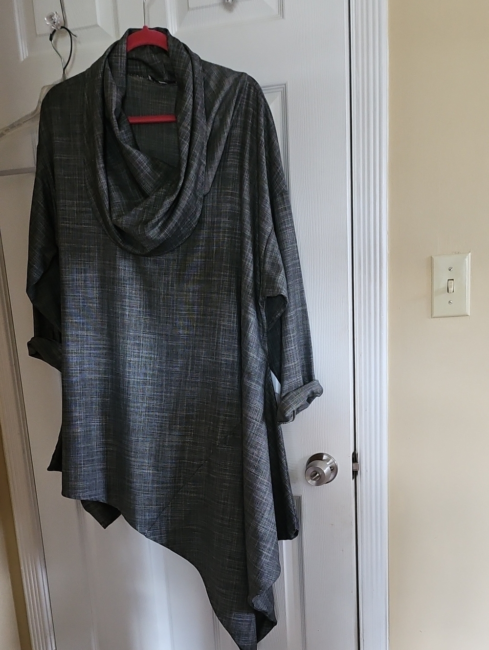 Bryn Walker Gray Asymmetric Cowl Neck Tunic